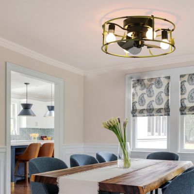 Streamdale Green Caged Ceiling Fan with Light & Remote