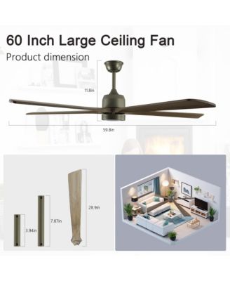 Modern Wood Ceiling Fan with Light and Remote (60")