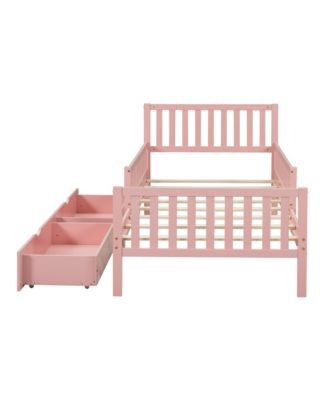 Streamdale Twin Wood Platform Bed with Guardrails and Storage