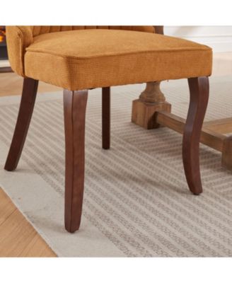 Streamdale Rayon-Flocked Dining Chairs with Solid Wood Legs, Set of 2 (Gold)