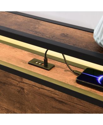 Streamdale Queen Bed Frame with Bookcase, Lights, and Charging Station