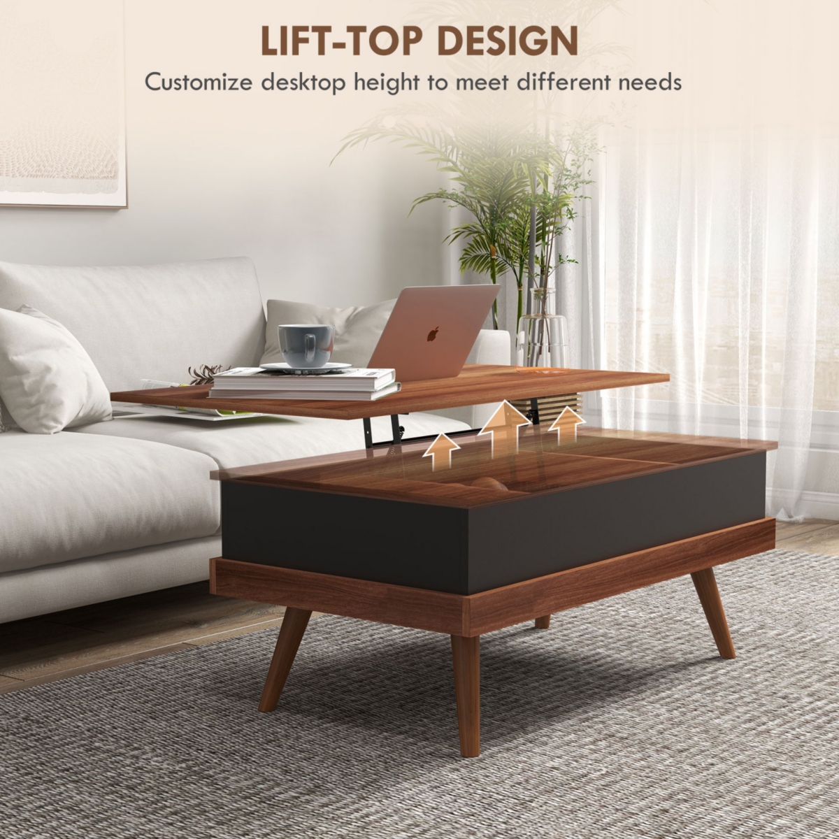 Streamdale Furniture Lift Top Coffee Table with Hidden Compartments