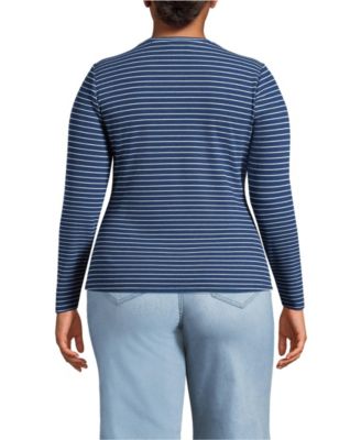 Plus Size Lightweight Waffle Long Sleeve Crew Neck T-Shirt