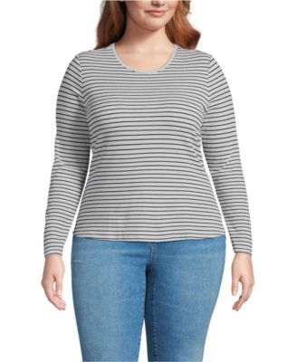 Plus Size Lightweight Waffle Long Sleeve Crew Neck T-Shirt