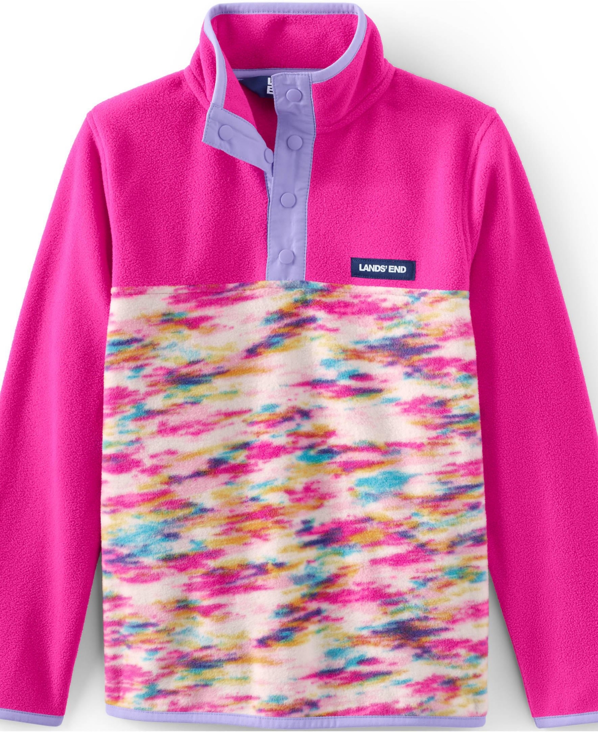 Lands' End Girls Heritage Fleece Snap Neck Pullover Top