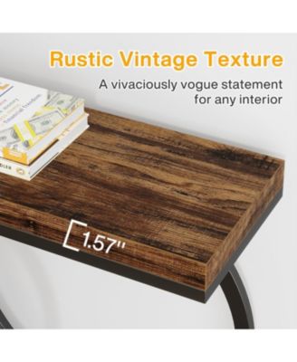 Industrial Console Table, 55 inch Wood Entryway Table Narrow Long Sofa Table, Rustic Accent Table