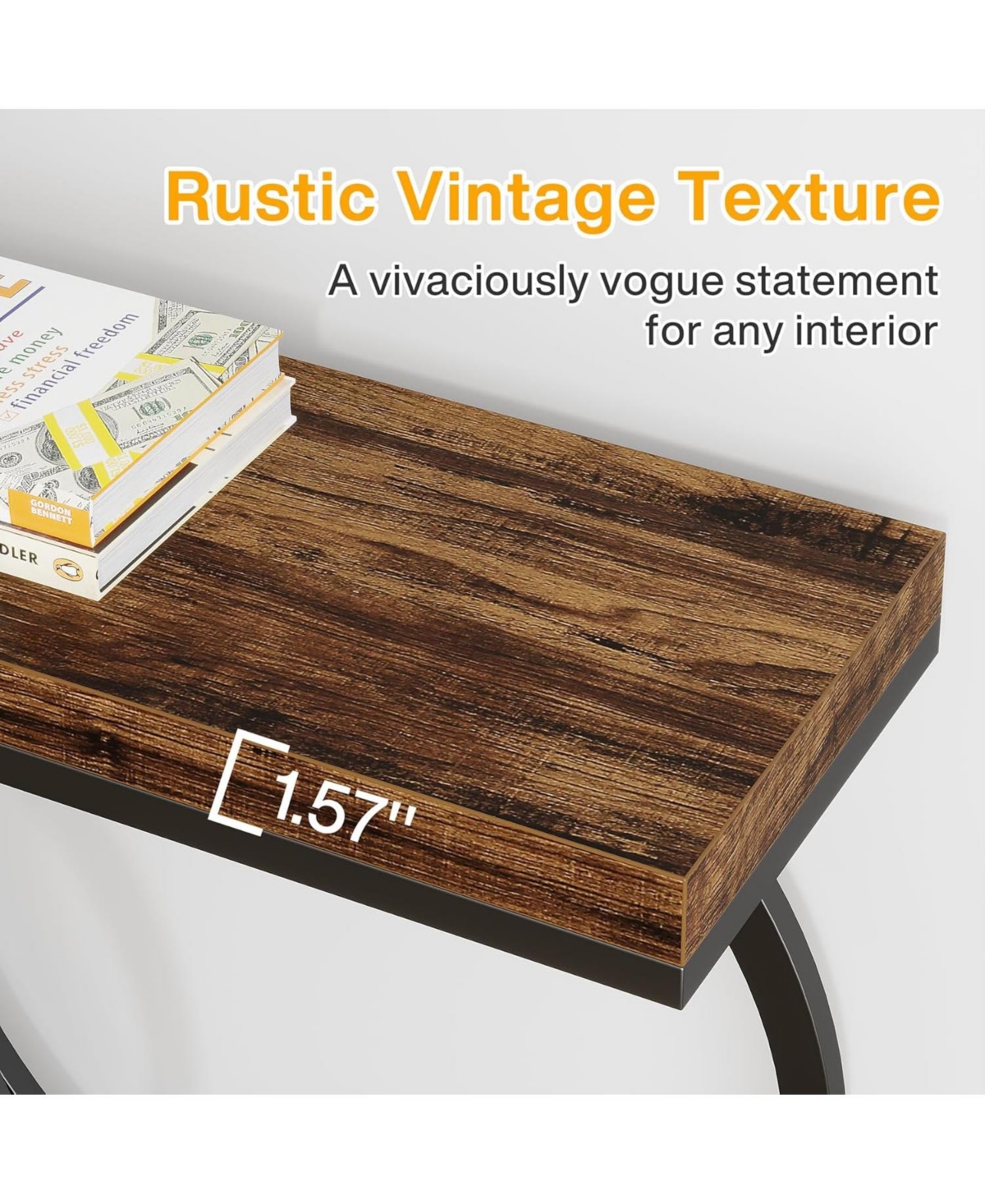 Tribesigns Industrial Console Table, inch Wood Entryway Table Narrow Long Sofa Table, Rustic Accent Table for Living Room, Entrance Table Geometric