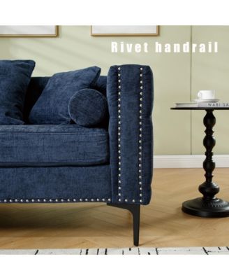 Chenille L-Sectional Sofa with Storage Ottoman