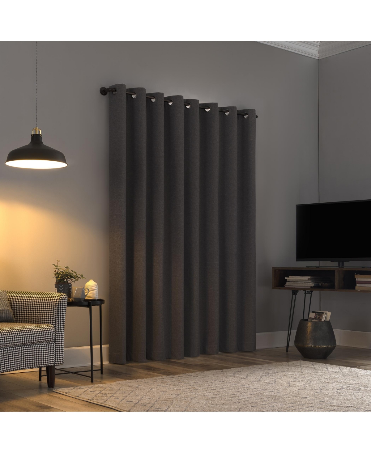 Cayden Grid Texture Draft Shield Fleece Insulated 100% Blackout Grommet Curtain Panel