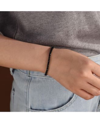 Jewelry 10 CT CZ Round Solitaire Tennis Bracelet Cubic Zirconia Black Sterling Silver 7 Inch