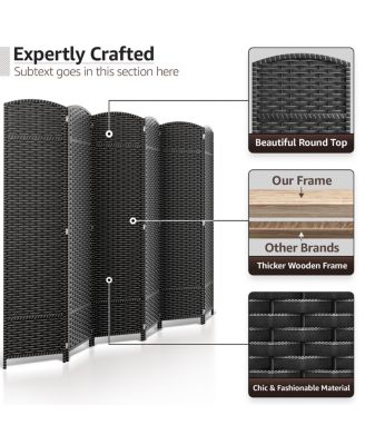 Extra Wide Double Hinged Panels Mesh Hand-Woven Design Room Divider