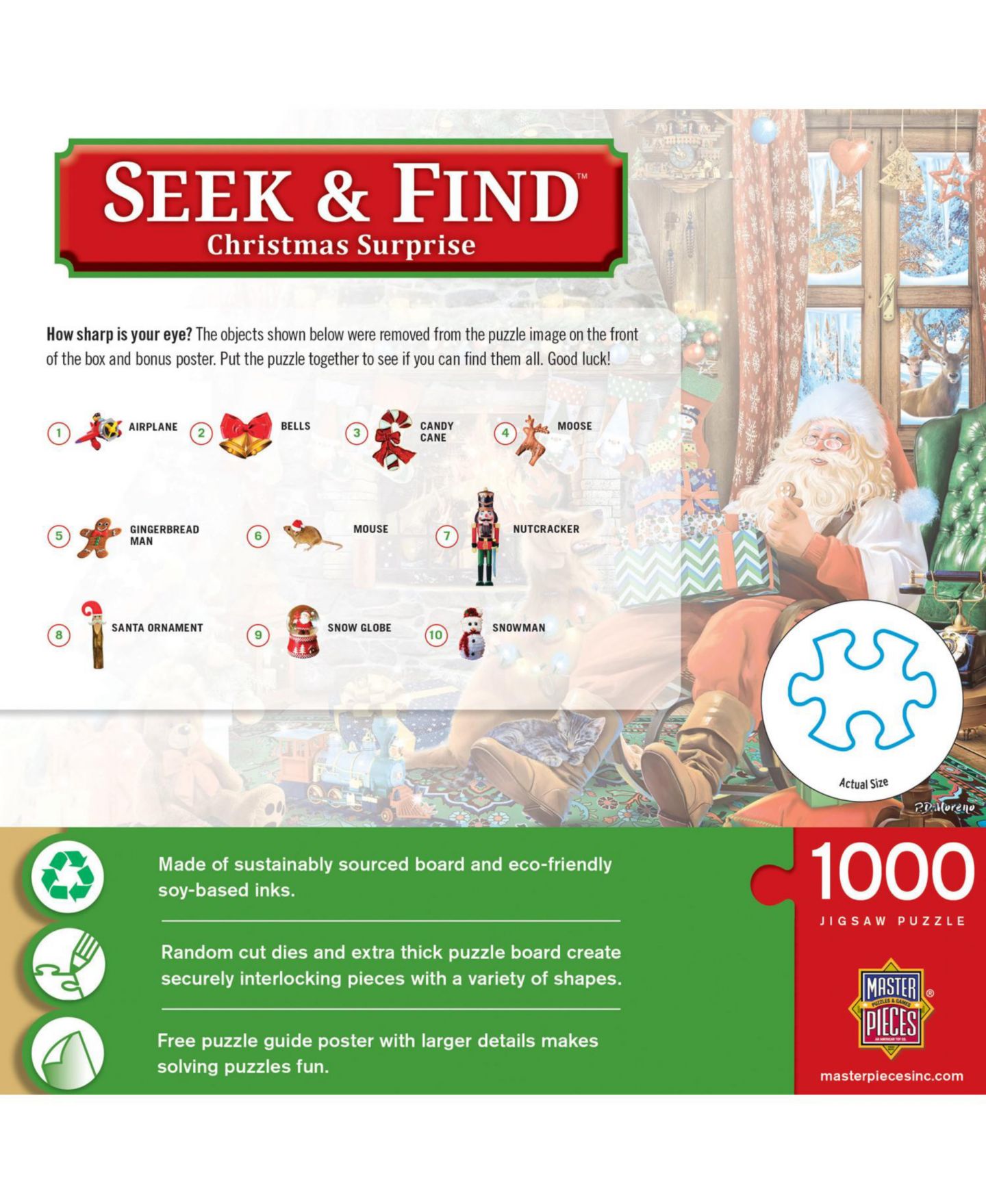 Детская игрушка MasterPieces Puzzles Seek & Find - Christmas Surprise 1000-Piece Puzzle, Ages 14+, цвет: Разноцветный — фото 2