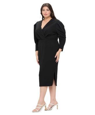 Plus Size Boa Pleated Midi Dress