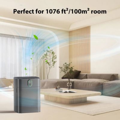 MORENTO Air Purifier, PM2.5 Sensor, HEPA Filter, 24dB Quiet, Dual Inlet, Covers 1076 sq. ft – Dark Grey, 1-Pack
