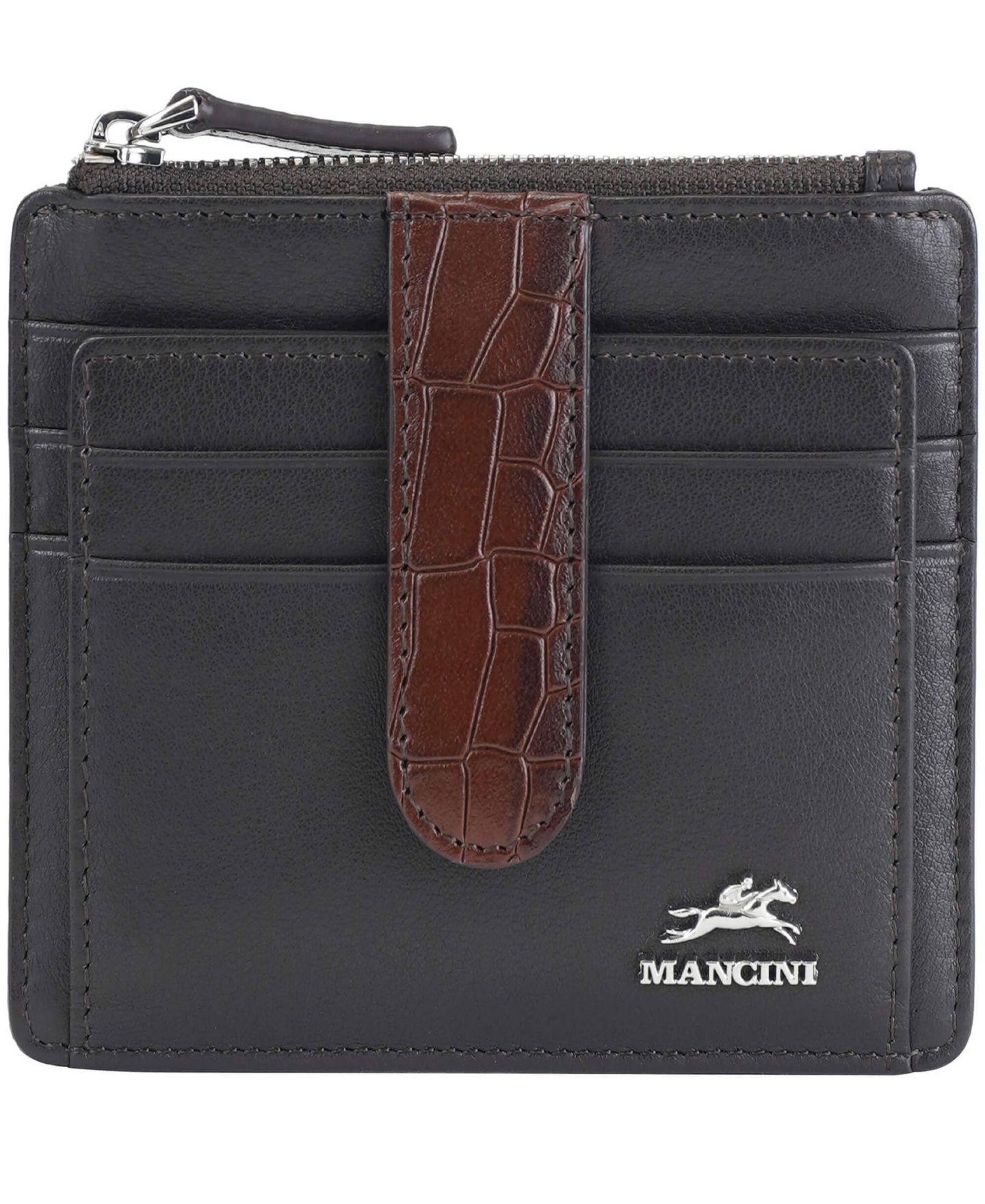 Женский кошелёк-картхолдер Mancini Croco2 с RFID-защитой, цвет: Коричневый — фото 1