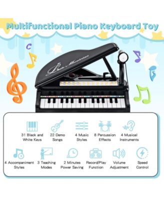 31 Keys Kids Piano Keyboard with Stool and Piano Lid-White