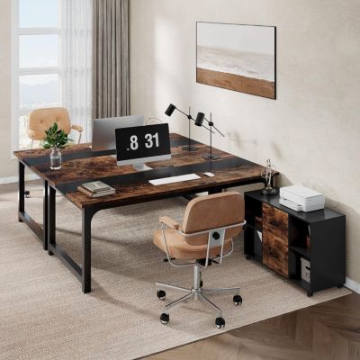 63" Computer Desk with 40" Lateral File Cabinet Set, Executive Desk and Mobile Drawer Cabinet , Modern Furniture Set