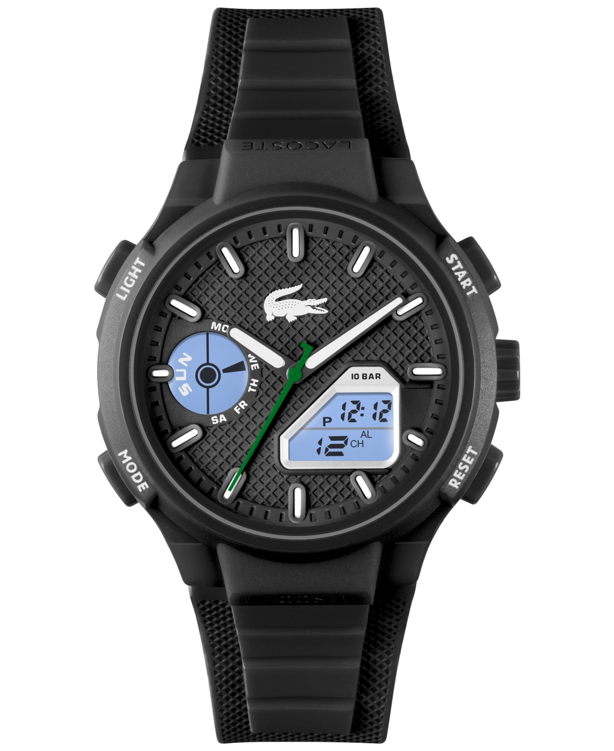 Lacoste Lc33 Analog And Digital Silicone Watch - One Size In Black