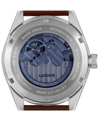 Men's Boston Automatique Brown Leather Strap Watch 40mm