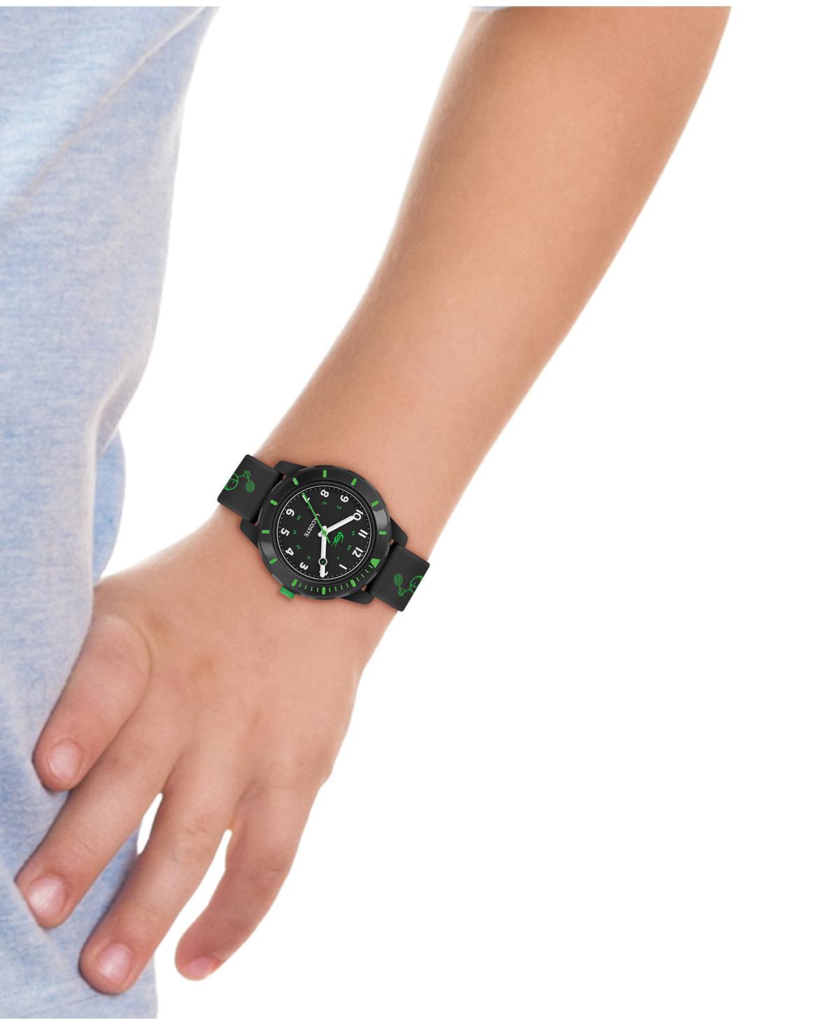 LACOSTE KIDS MINI TENNIS BLACK SILICONE STRAP WATCH 34.5MM 