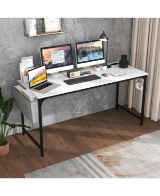 60" Modern Computer Desk with Charging Station with Storage Bag & Headphone Hook