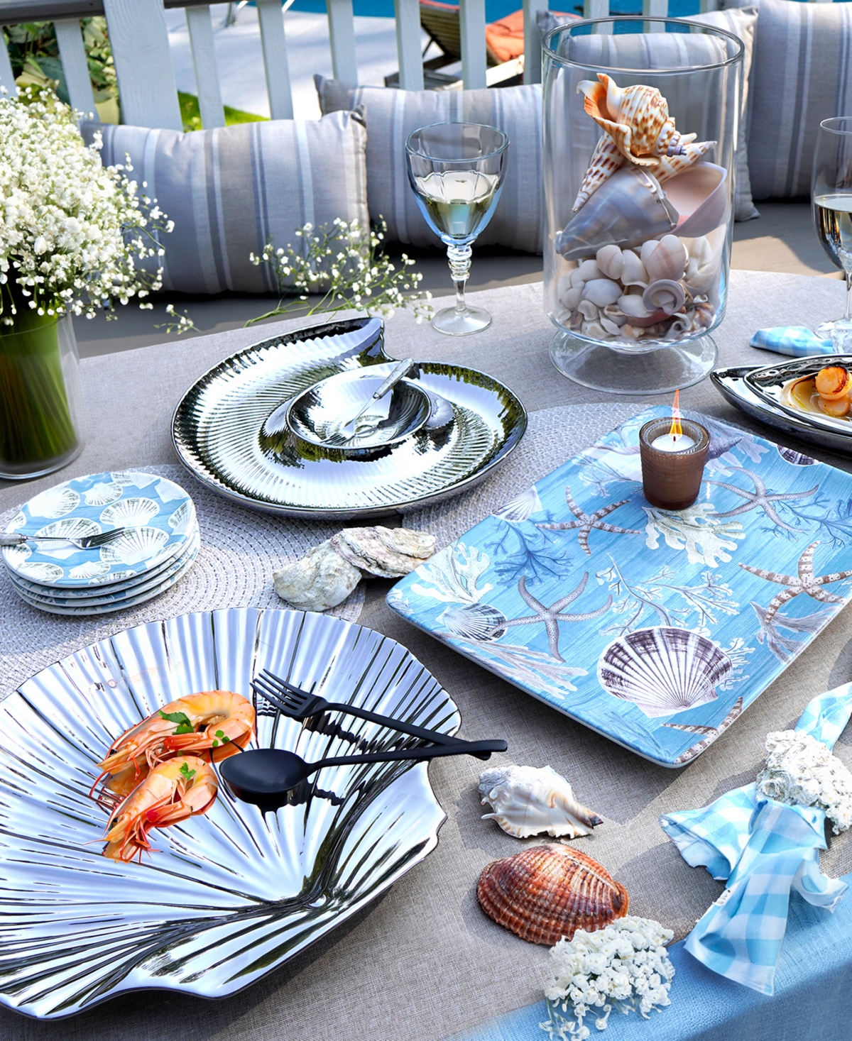 Certified International Silver Coast 3-d Shell Platter