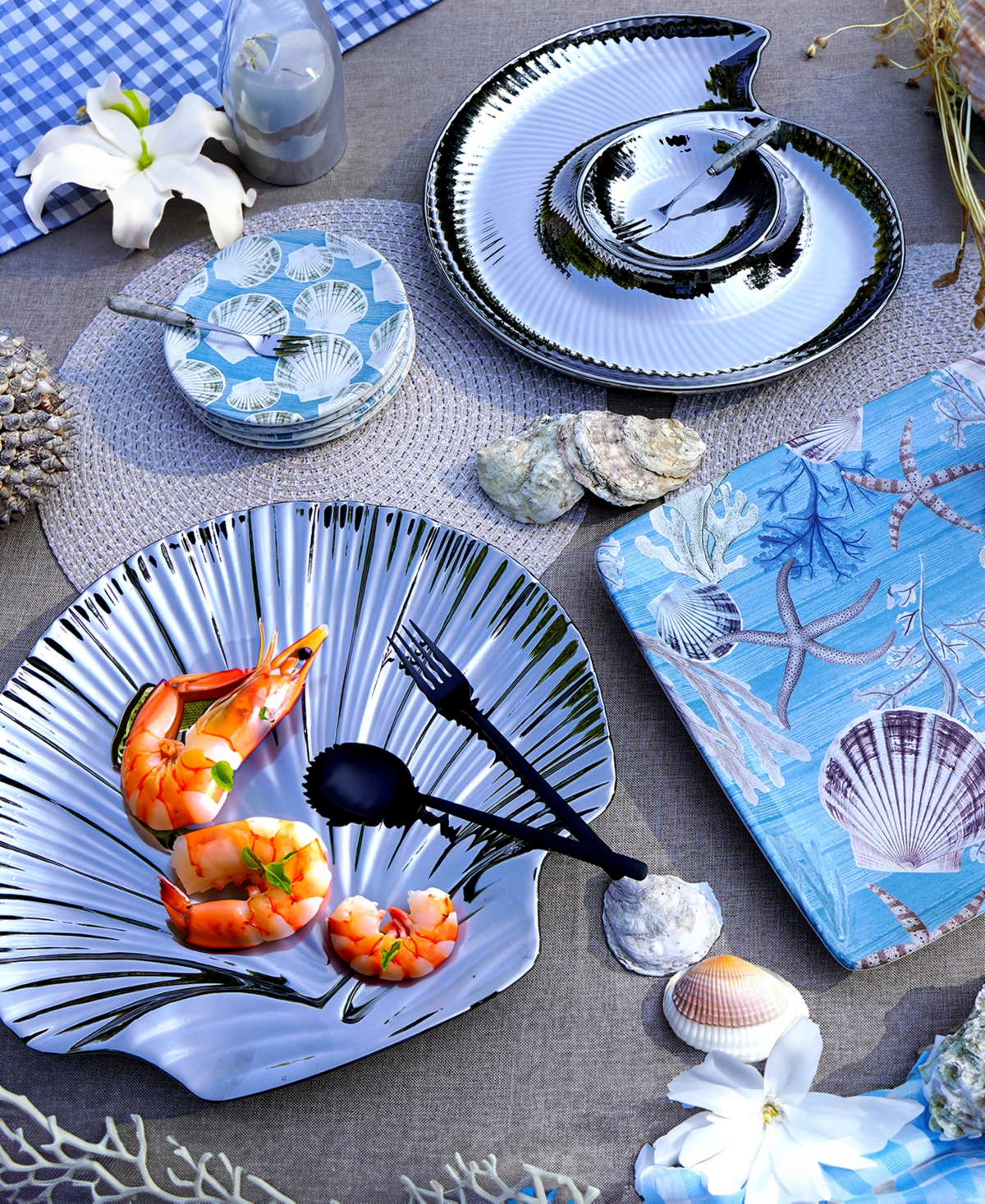 Certified International Beyond The Shore Set Of 4 Canape Plates In Miscellaneous