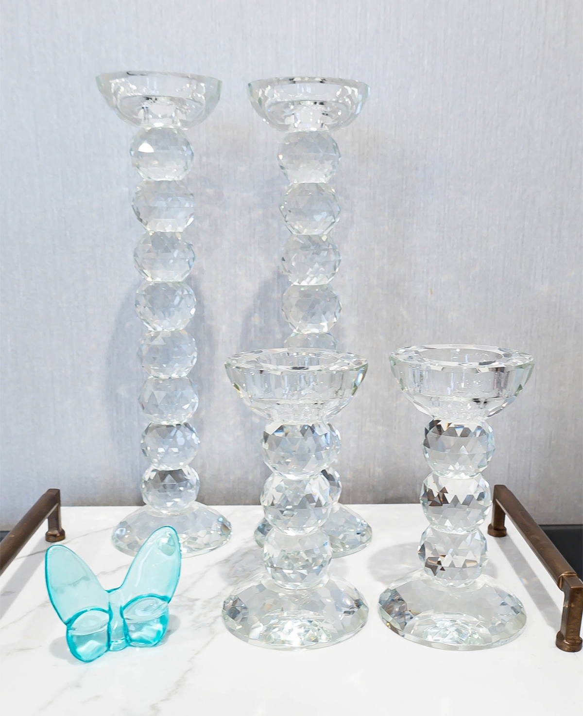 Lainy Home Pair Of 12" Crystal Ball Candlesticks, Set Of 2 In Clear