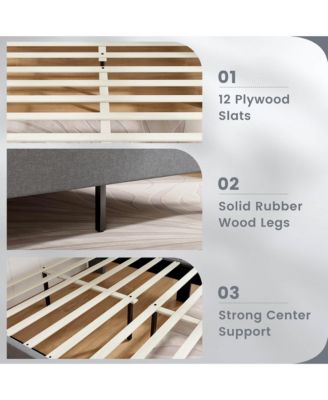 Full Size Upholstered Bed Frame w/ Elastic Pockets Mattress Foundation Gray