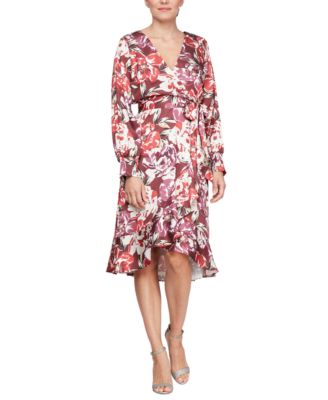 SL Fashions - Women's Printed Midi Wrap Dress