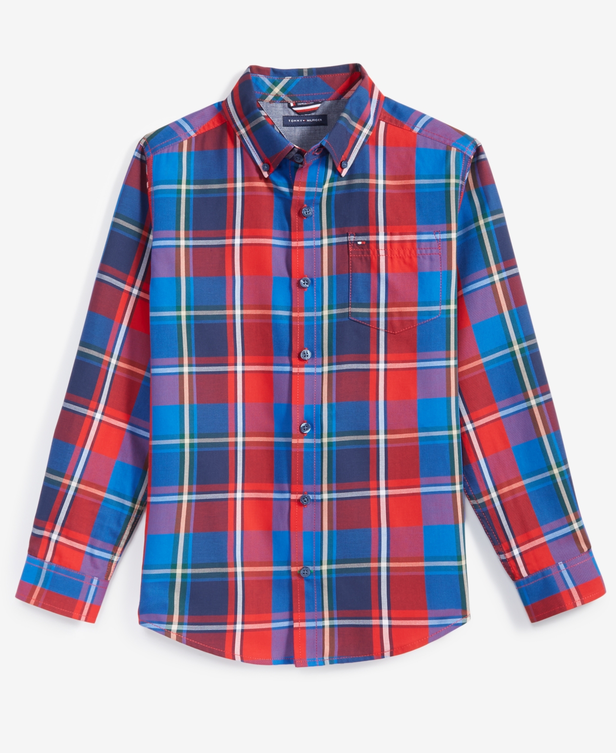 Tommy Hilfiger Big Boys Saturated Long Sleeve Plaid Shirt