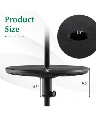 20 Inches Outdoor Adjustable Umbrella Table with 1.5 Inches Umbrella Hole