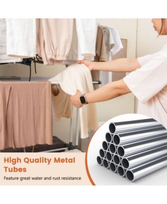 4-tier Clothes Drying Rack with Rotatable Side Wings and Collapsible Shelves-Gray