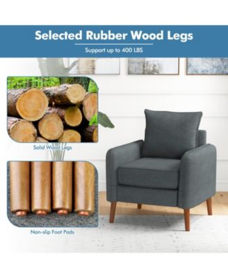 Single Piece Fabric Upholstered Sofa Chair with Removable Back and Seat Cushions