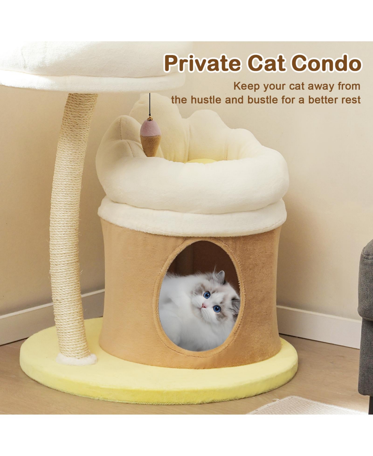 Givimo Cat Tree Cat Tower with 2 Removable and Washable Perches- White
