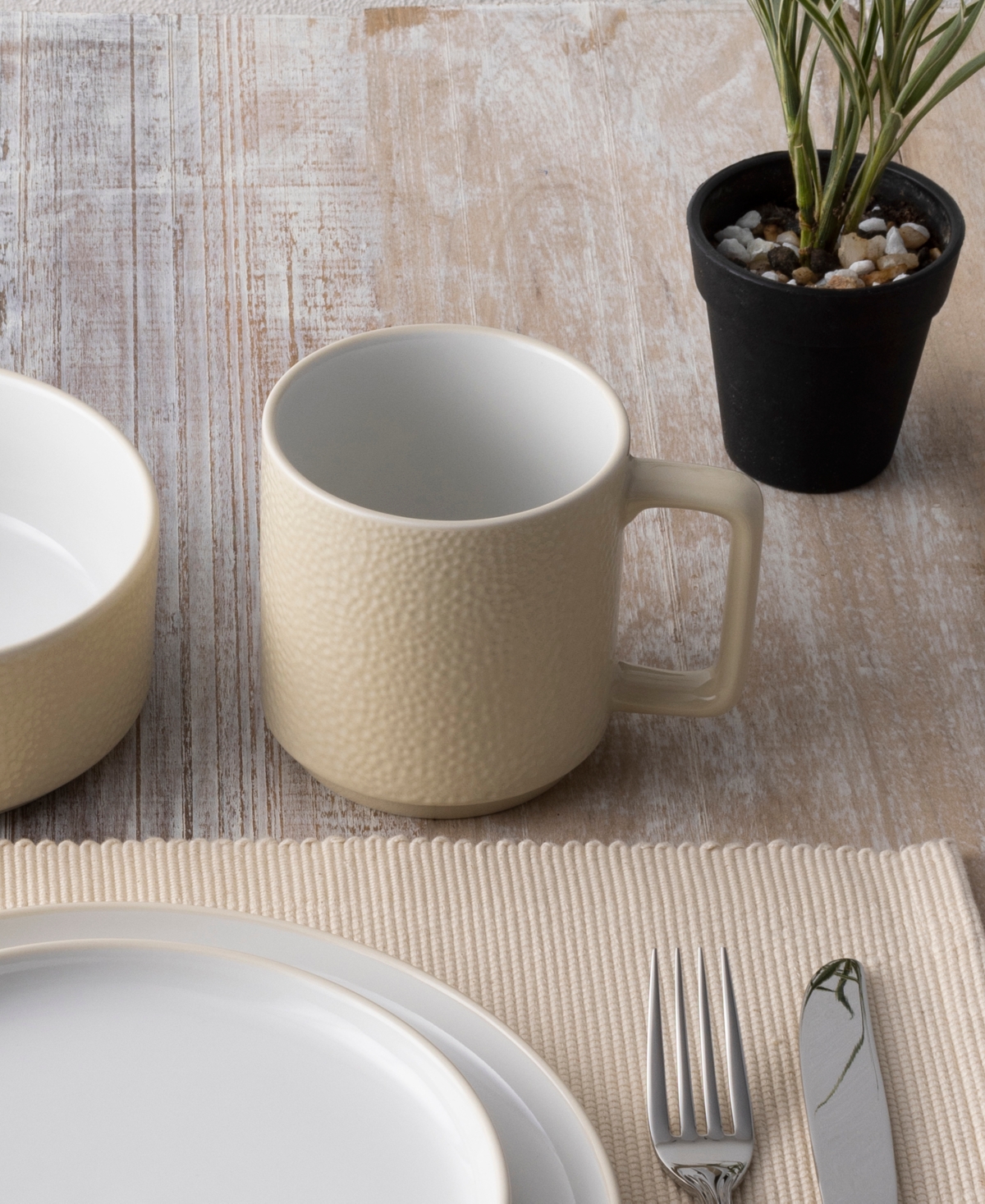 Noritake Colortex Stone Stax Ivory Mugs, Set Of 4 In Ivory