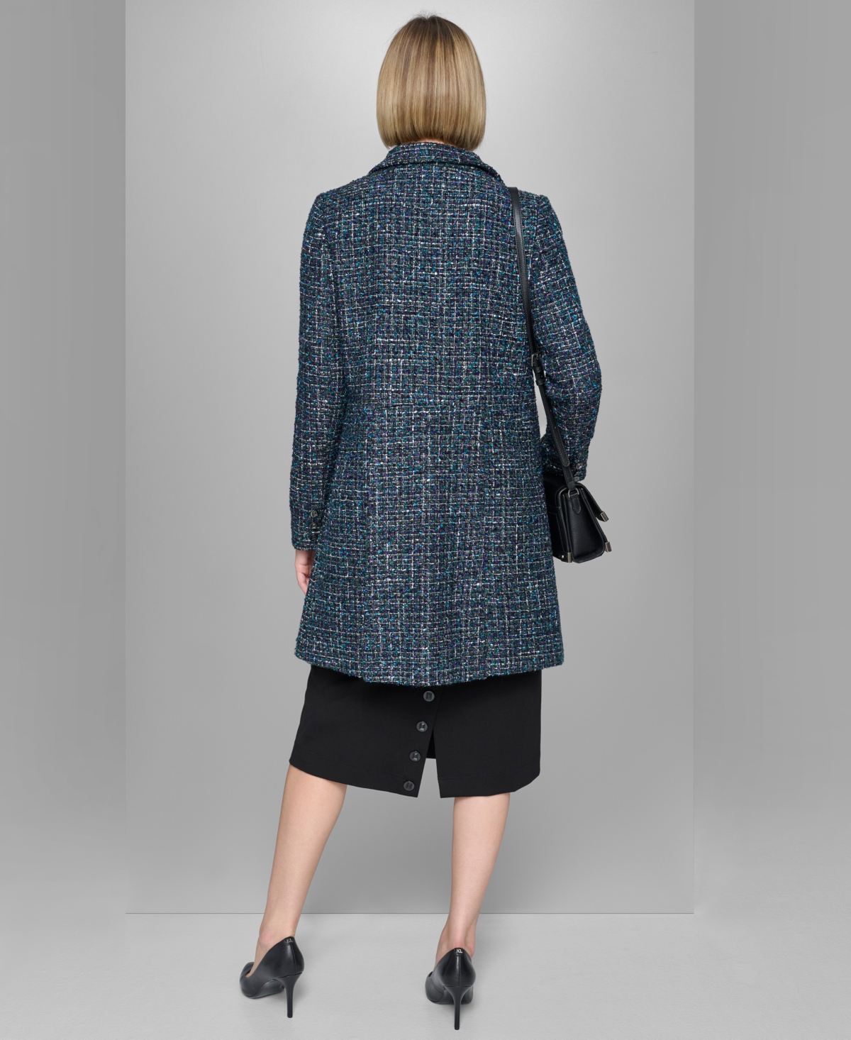 Karl Lagerfeld Paris Women's Tweed Topper Jacket -Veridian Green