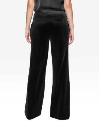 Women's Velvet Rhinestone-Button Pants