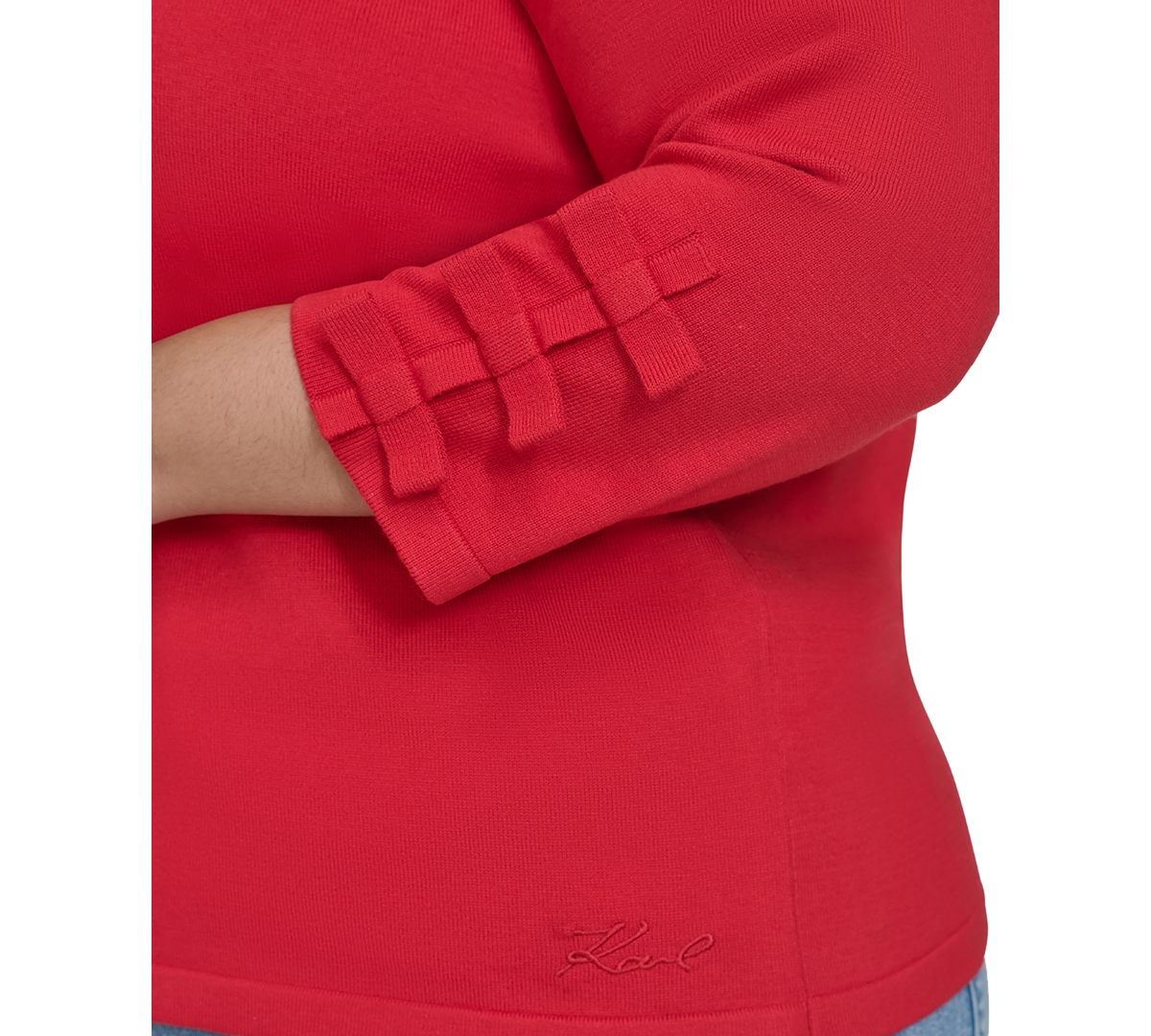 Karl Lagerfeld Paris Plus Size V-Neck Bow-Sleeve Top, Created for Macy's