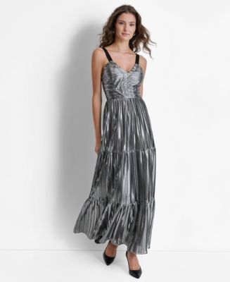 open lace back dress Sleeveless V Neck Top With Pleated Skirt | Fit and Flare main image 1