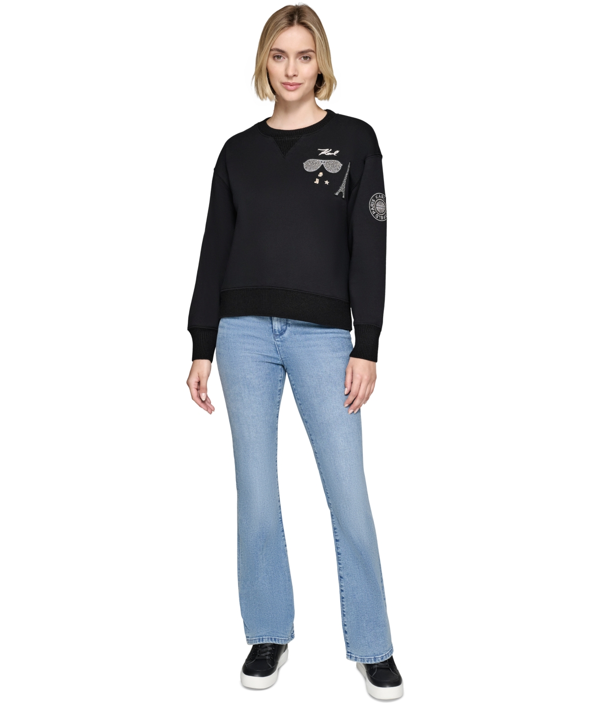 Karl Lagerfeld Paris Women's Embellished Patch Sweater