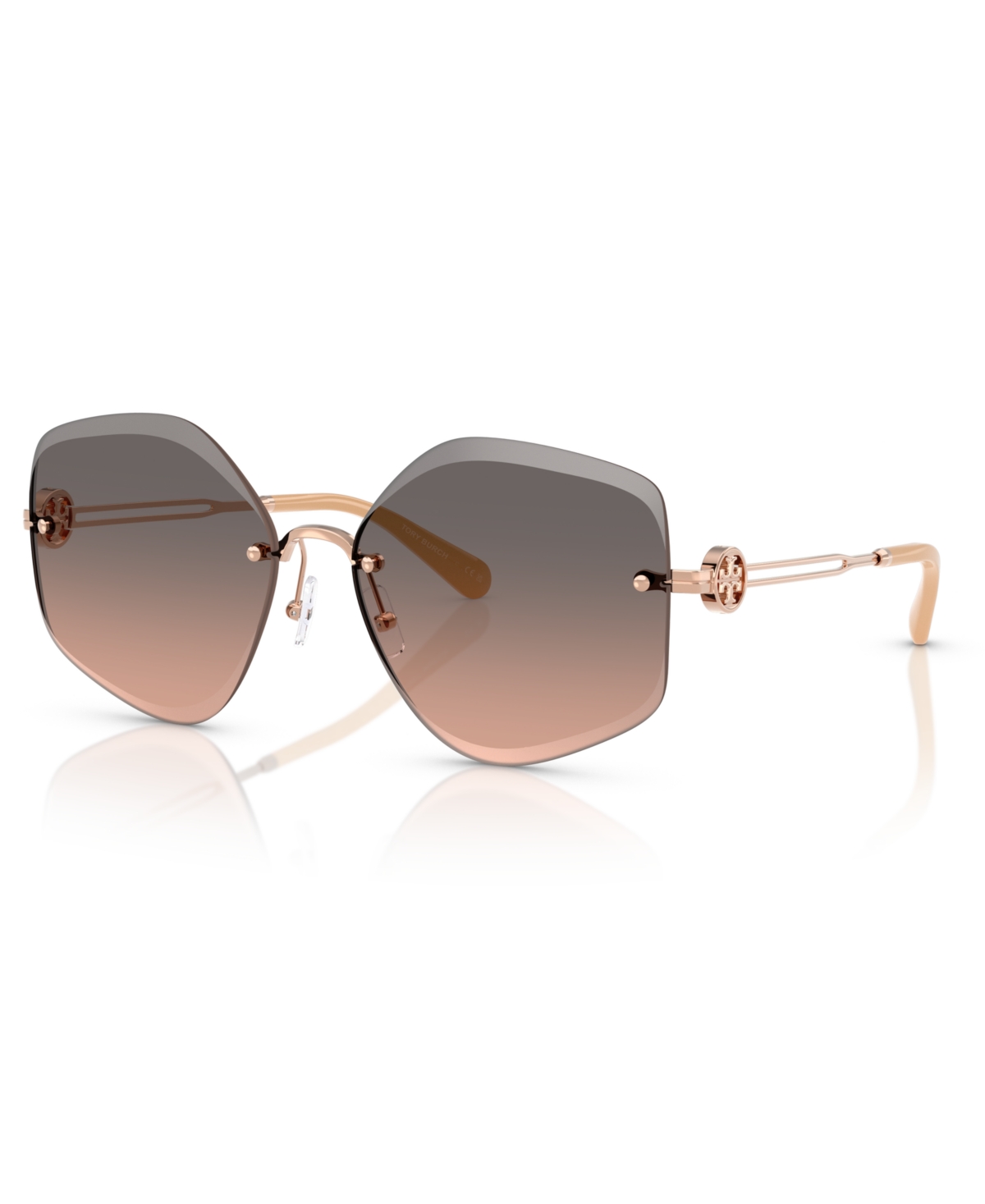 Tory Burch Geometric-frame Sunglasses In Light Rose Gold