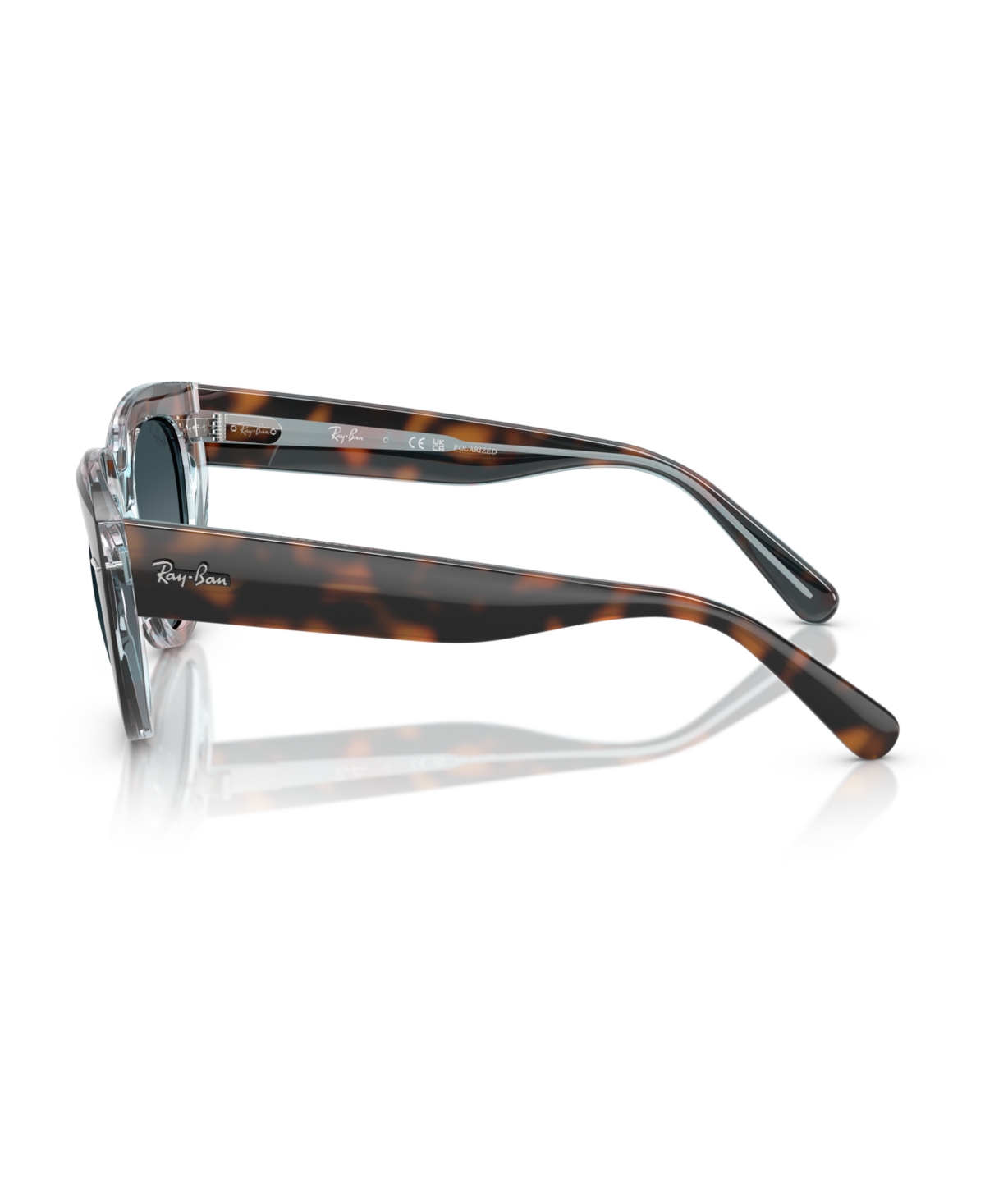 Ray Ban Doreen Sunglasses Dark Havana On Transparent Multicolor Frame Blue Lenses Polarized 52-20 In Dark Havana On Transparent Multicolor