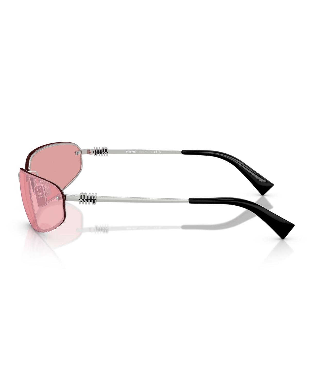 Miu Miu A50s Rimless Oval Metal Sunglasses In Pink,silver