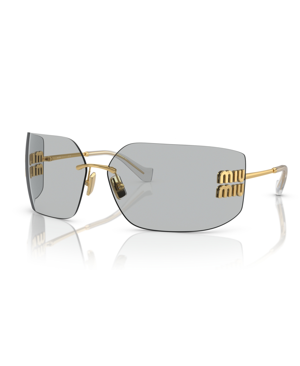 Miu Miu Mu 54ys 80 Rimless Titanium Wrap Sunglasses In Gold,gray