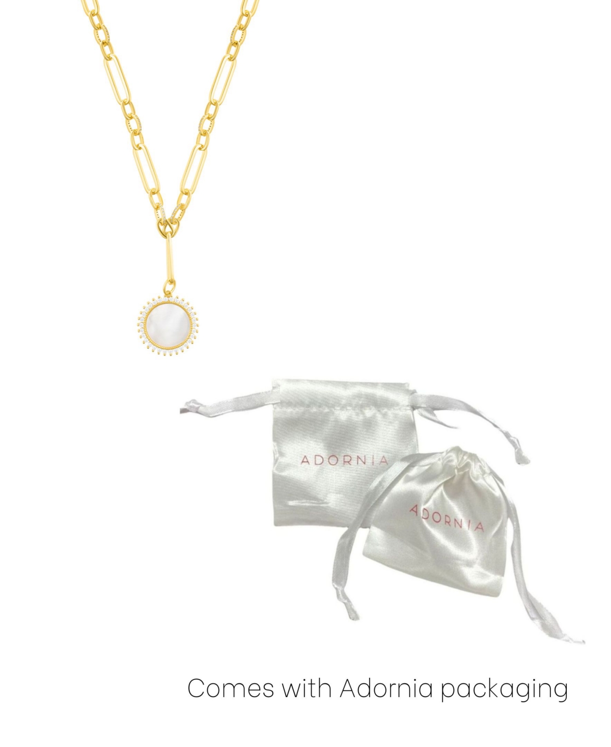 Adornia 14k Gold Plated Mother-of-pearl Crystal Halo Pendant Necklace In White
