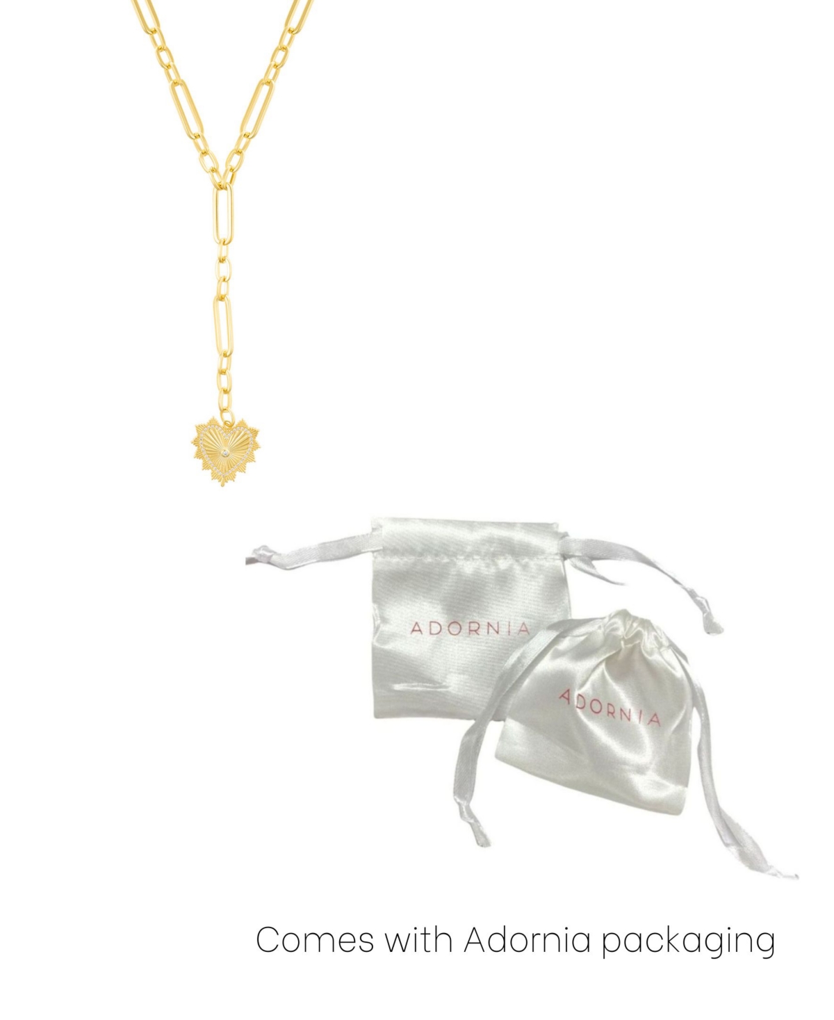 Adornia Gold Cubic Zirconia Jagged Heart Mixed Link Y-necklace In Gold