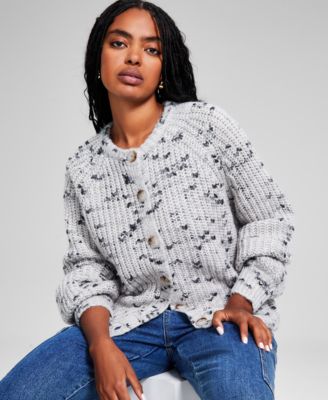 And Now This - Women's Flecked-Knit Raglan-Sleeve Cardigan