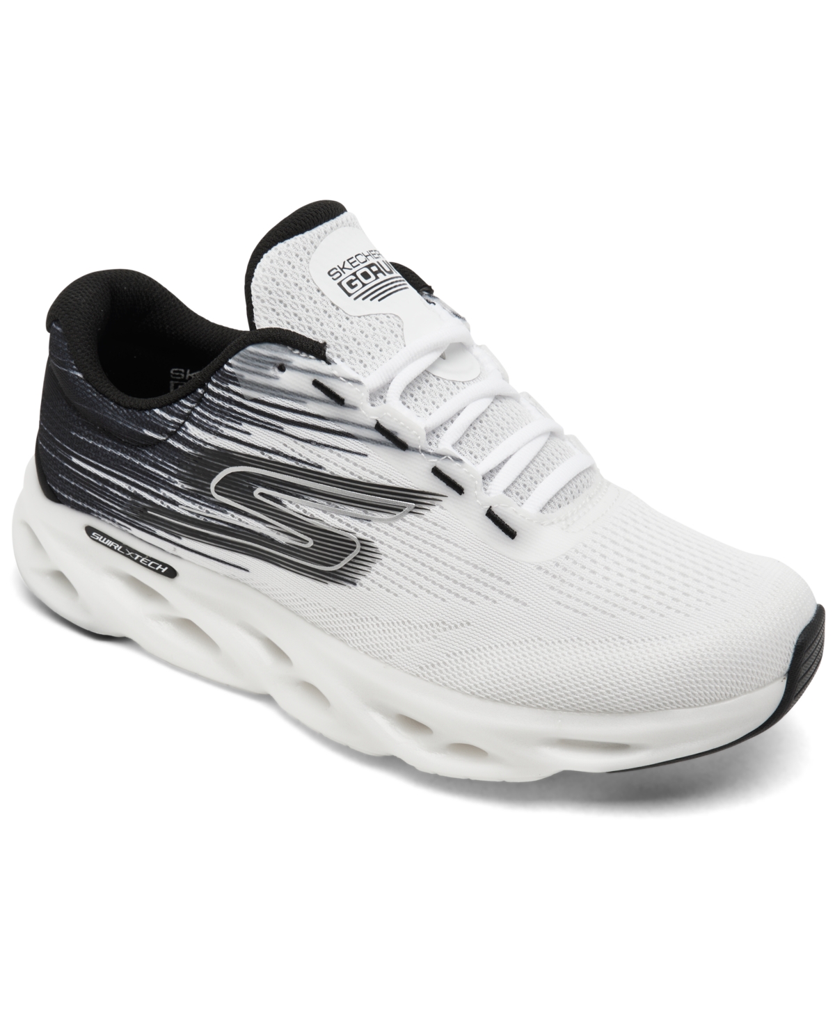 Skechers Women s Go Run Swirl Tech Speed Running Sneakers from Finish Line White Black Smart Closet