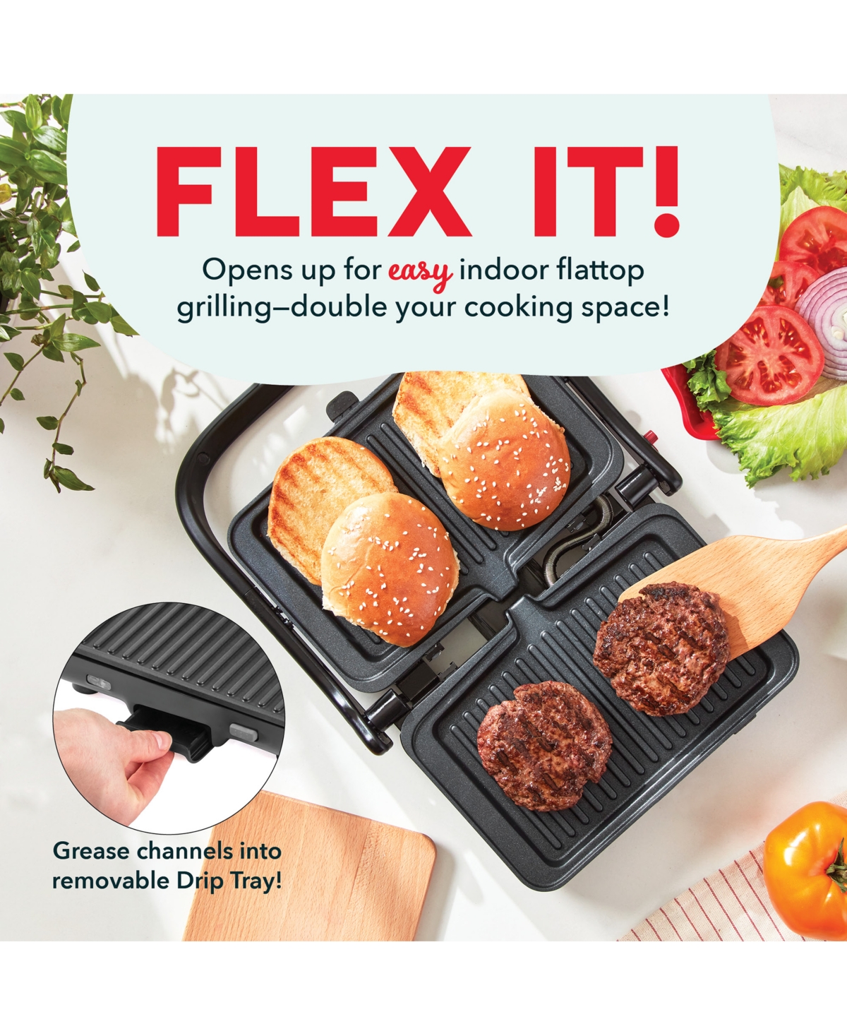DASH FLEX PRESS ELECTRIC GRIDDLE & GRILL SYSTEM 